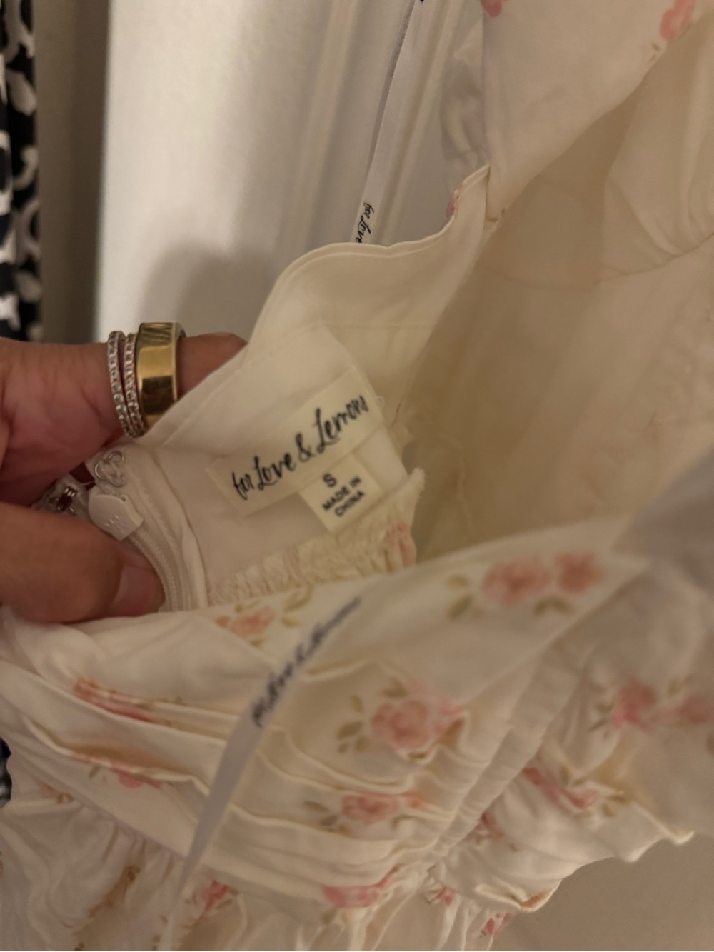 For Love & Lemons White Pink Floral Tie-Shoulder Mini Dress - Picture 7 of 7